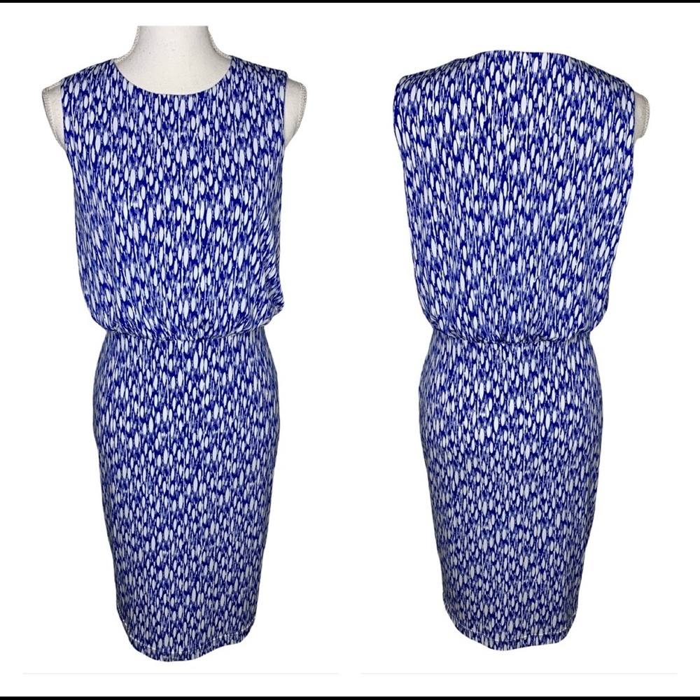 Blue Patterned Sleeveless Dress